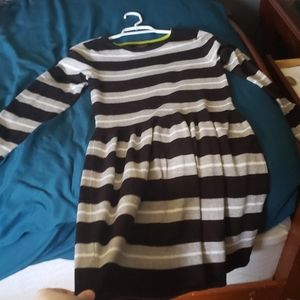 Vince Camuto Black White Grey striped dress